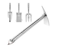 Set di attrezzi da giardino, 4 pezzi, con manici ergonomici, per | Zappa manuale e rastrello per la rimozione dell'erba per terrazza, prato, parco, cortile, fattoria, donne, uomini, se