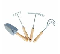 Set Di Attrezzi Da Giardino 4 Pezzi: Paletta, Zappa, Rastrello, Forca Doppia