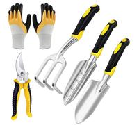 Set di attrezzi da giardino, 5 attrezzi da giardino in alluminio pressofuso, set di attrezzi da giardino, set di attrezzi da giardinaggio, set da giardinaggio con paletta, cazzuola, rastrello per la