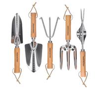 Set di attrezzi da giardino, 5 pezzi, kit regalo con manico in legno per piantare diserbo, trapiantatore, sarchiatore, coltivatore a mano, forchetta, regali per giardinaggio per donne e uomini TOUGH