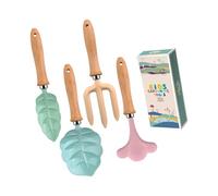 Set di attrezzi da giardino colorati per bambini con teste in metallo, tipo | Teste a forma di foglia con manici in legno o plastica, ideali per i piccoli giardinieri che imparano a prendersi cura delle