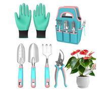 Set di attrezzi da giardino, con rastrello, guanti, cesoie con cazzuola, set da giardino con borsa per il trasporto, per l'uso all'aperto, sul prato, in giardino, sulla terrazza, sul balcone, in serra