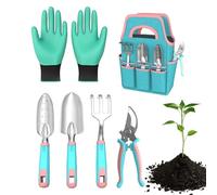 Set di attrezzi da giardino,Con Rastrello Guanti da giardinaggio Cesoie da potatura e cazzuola - Set di strumenti manuali da giardino con | Adatto per esterni, prato cortile, patio, balcone
