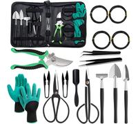 Set di Attrezzi da Giardino Kit Bonsai, 18 Pezzi con Borsa, Giardinaggio Forbici