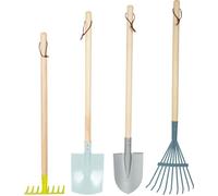 Small Foot Set di attrezzi da giardino in legno e metallo, giocattolo per bambini dai 3 anni, in colori moderni, 12389 Toys
