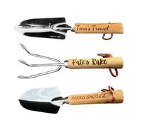 Set di attrezzi da giardino personalizzati, kit da 3 pezzi in acciaio inossidabile con manici in legno, cazzuola, rastrello e pala per piantare e diserbare, trapianto di piantine, Il regalo perfetto