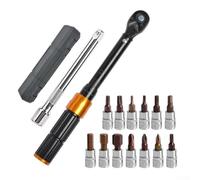 Set di attrezzi di precisione per bicicletta, 15 pezzi, chiave dinamometrica 2-24 Nm, a scatto, in lega di cromo vanadio, 13 bit, 2 bussole esagonali, 14 barre di estensione