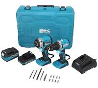 Set di attrezzi in valigetta DEDRA SAS+ALL, cacciavite, avvitatore a percussione, due batterie (2Ah, 4Ah), caricabatterie, 13 pezzi, accessori, avvitatore a batteria, agli ioni di litio