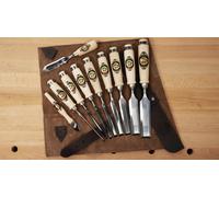 Set di attrezzi manuali KIRSCHEN "DELUXE" con custodia in pelle small silver