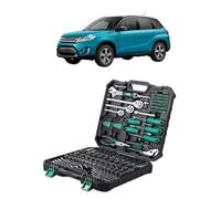 Set di attrezzi meccanici da 213 pezzi, bussole assortite generiche compatibili con Suzuki Vitara, chiavi for tutte le stagioni, kit di riparazione for auto con cassetta degli attrezzi in plastica