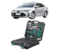Set di attrezzi meccanici da 213 pezzi, bussole assortite generiche compatibili con Toyota Corolla, chiavi for tutte le stagioni, kit di riparazione for auto con cassetta degli attrezzi in plastica