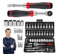 Set di attrezzi meccanici - Set di attrezzi per la casa, cassetta degli attrezzi per la riparazione di casa e auto, set completo di attrezzi meccanici, strumento di riparazione manuale 46 volte per la