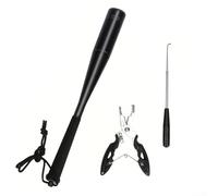 Set di attrezzi multiuso da pesca con pinze, rimozione dell'amo, pipistrelli da prete e killer per mare, acqua dolce, pesca sul ghiaccio e campeggio, struttura in metallo, nero/argento