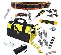Set di attrezzi per bambini, borsa per attrezzi per bambini, strumenti reali per il fai da te professionale e la lavorazione del legno, borsa portatile per attrezzi (28 pezzi)