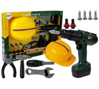 Set di attrezzi per bambini con trapano a batteria e casco