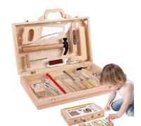 Set di attrezzi per bambini: mini kit da laboratorio in legno, panca da gioco per bambini, cassetta degli attrezzi educativa, set di giocattoli per l'apprendimento interattivo | per i in età p