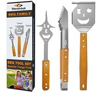Set di attrezzi per barbecue, accessori per barbecue per barbecue | Set per barbecue 7 in 1 con spatola per barbecue, pinze per barbecue, forchetta 6 in 1, accessori per griglia in acciaio inox