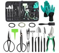 Set di attrezzi per bonsai, set da 24 pezzi, strumenti per la cura dei bonsai, attrezzi da giardino con forbici per bonsai, pinzette, guanti da giardinaggio, pala, strumenti per bonsai principianti