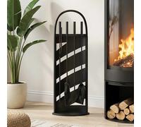 vidaXL Set di attrezzi per camino 5 pezzi 23x15x66 cm in acciaio