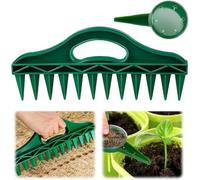 Set di attrezzi per la semina in 2 pezzi: seminatrice, spargisemi, rastrello perforatore e allentatore + attrezzo per la semina.
