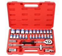 Set di attrezzi Per meccanica da 32 pezzi, bussole standard e profonde 1/2", set chiavi a cricchetto Set di prolunghe