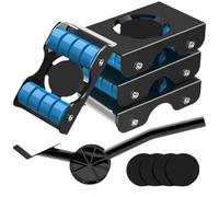 Set di attrezzi per movimentazione mobili con 4 rulli e barra a leva, capacità 350 kg, carrello in acciaio al carbonio per spostare divano, letto, tavolo, lavatrice, frigorifero