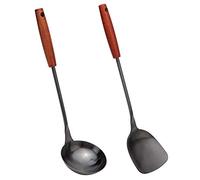 Set di attrezzi per wok con spatola e mestolo, in acciaio inox 304