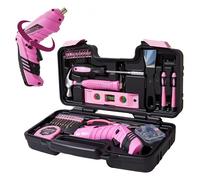 Set di attrezzi rosa da donna, set da 40 pezzi con cassetta degli attrezzi, kit completo fai da te per principianti, artigianato e soluzioni rapide