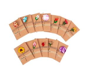 Set di auguri di fiori fatti a mano VintageKraft da 12 pezzi. Bellissimo stile