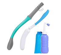 Set di ausili per la pulizia del WC, con manico lungo, per persone in sovrappeso, anziani e disabili, aiuto per la pulizia del bagno (4 pezzi)