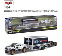 Set di auto da collezione in lega 1/64 2017 GT HERITAGE 2015 Mustang modificata su rimorchio, modello di simulazione, accessori natalizi e regalo per compleanni Tagli UnicaLega di zinco