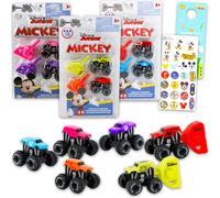 Set di auto da corsa giocattolo Topolino e amici, confezione con 6 Disney Key Blaster Toy Racecars Plus adesivi, più per bambini, ragazzi, ragazze | Giocattoli per auto da corsa Topolino e Minnie