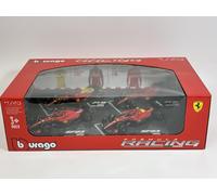Set Di Auto Ferrari Racing F1 4 Leclerc #16 Sainz #55 Scala 1:43 Bburago 36848