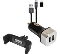 Set di auto mobili RealPower - Alimentazione automatica - 2.4 A - 2 punti di connessione di uscita (2 x USB) - sul cavo: micro