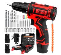 Set di avvitatore a batteria da 12 V, con 2 batterie e caricabatterie, 25 + 1 livelli di coppia, 25 N.m,e LED, trapano a batteria con 25 accessori per la casa e il