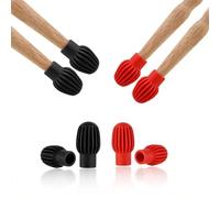 Set di bacchette silenziose, 4 pezzi, escluse le bacchette, in silicone nero e rosso, percussioni silenziose per esercitarsi, adatte per principianti e appassionati di batteria, sostituendo i pad mute