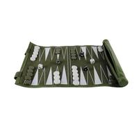 Set di backgammon da viaggio arrotolabile da 13 pollici verde