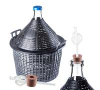 Set di Ballon in vetro KADAX da 15L, ballon per fermentazione con cestino in plastica e accessori per fermentazione, tappo in gomma, tubicini di fermentazione, apertura stretta, palloncino per vino