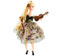 Set di bambola principessa con capelli extra lunghi, violino, custodia e borsett