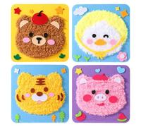 Set di Bambole da Ricamo fai da te, kit di Cucito con Animali per Bambini, kit di Artigianato per Colpire e Dipingere, Ricamo in Feltro con Animali dei Cartoni Animati con Adesivi (B)