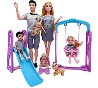 Set di bambole di famiglia di 6 persone con mamma incinta papà 3 bambini e bambino nella pancia della mamma, giochi per bambole e accessori per bambini da 3 a 12 anni