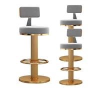 Set di banco Girevole sgabelli da Bar Regolabile per l'isola della Cucina con Schiena Bassa e Base in Metallo Oro, Rosa (Altezza Grigio 65)