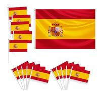 Set di bandiere da 16 pezzi,decorazioni per coppe europee,1 pezzo di bandiera grande 150x90cm,con occhielli in ottone,15 pezzi bandiera a mano piccola,decorata per eventi sportivi,feste(Spagna)