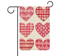 Set di bandiere da giardino rosse con cuori d'amore, in iuta su entrambi i lati, 30,5 x 45,7 cm