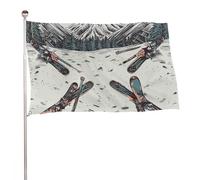 Set di bandierine da giardino stampate su entrambi i lati, con scritta "Skiing with Gear", 119,4 x 177,8 cm, non sbiadisce, con occhielli in ottone, sfondo fotografico da appendere, per interni ed