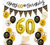 Set di bandierine per 60° compleanno, decorazione per torte, triangolari, per uomini e donne, decorazione per feste di 60° compleanno