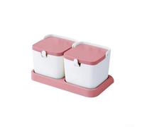 Set di barattoli per condimenti con coperchio ribaltabile, contenitori per spezie da 266,5 g, per organizzare il bancone della cucina, bottiglie in PP per erbe e condimenti, rosa o blu (2 quadrati)