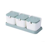 Set di barattoli per condimenti con coperchio ribaltabile, contenitori per spezie da 266,5 g, per organizzare il bancone della cucina, bottiglie in PP per erbe e condimenti, rosa o blu (3 quadrati)