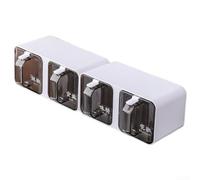 Set di barattoli per spezie con cucchiai, contenitori per condimenti in plastica trasparente per organizzazione, coperchi ermetici, design quadrato, 34 cm (bianco)