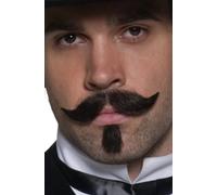 Set Di Barba E Baffi Da Giocatore Western Marrone Accessorio Per Costume